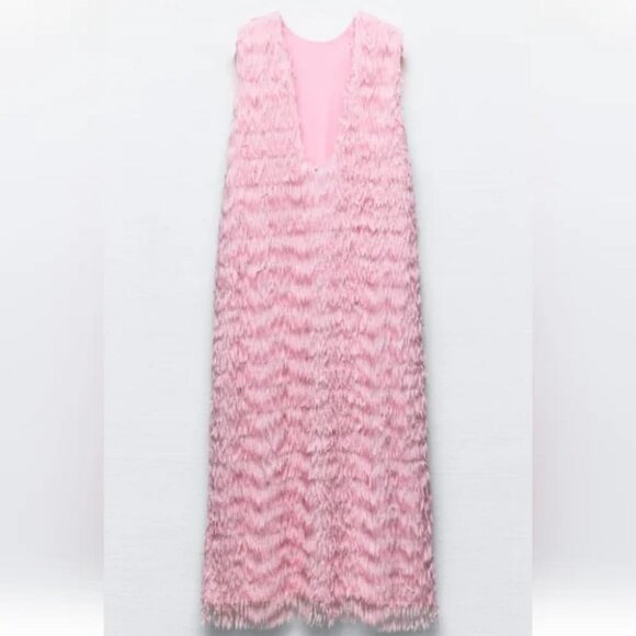ZARA FRINGED MIDI DRESS - Picture 7 of 10